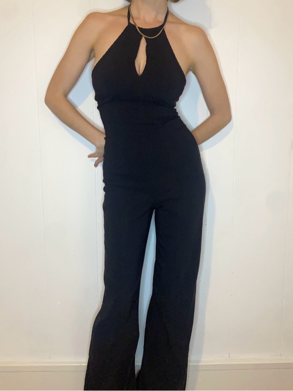 le chateau Black Halter Keyhole Jumpsuit